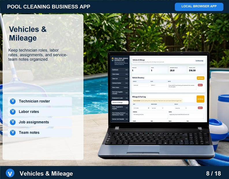 Aplicación para empresas de limpieza de piscinas, registro de servicios, planificador de rutas (descarga digital) imagen 8