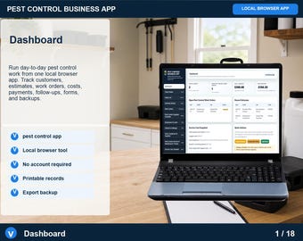 App voor ongediertebestrijding, klantregistratie, inspectiechecklist, behandelplan, betalingsregistratie, digitale download