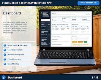 App voor bedrijven in de aanleg van schuttingen, terrassen en opritten, offertegenerator, werkorderbeheerder (digitale download)