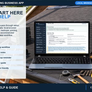 roofing backup tools page for exporting and importing local browser data, restoring demo data, removing demo data, and protecting records.