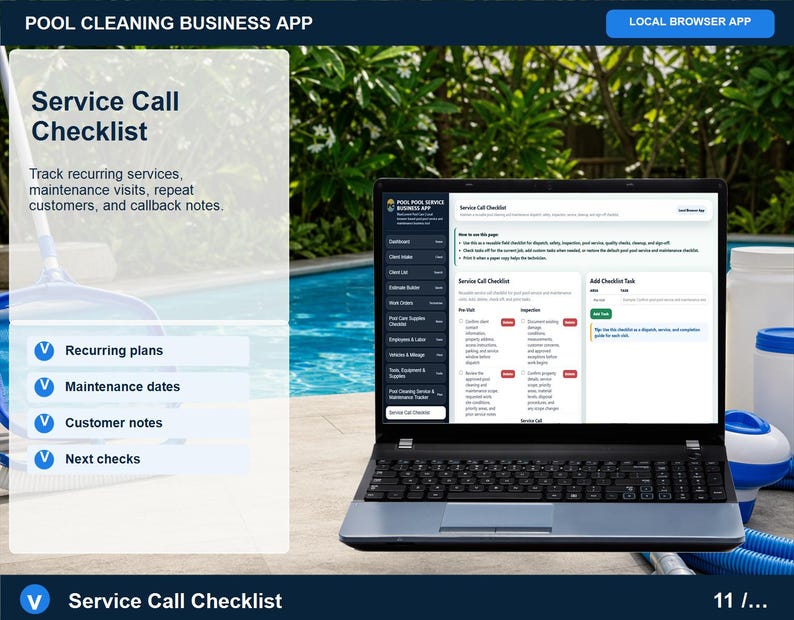 Aplicación para empresas de limpieza de piscinas, registro de servicios, planificador de rutas (descarga digital) imagen 11
