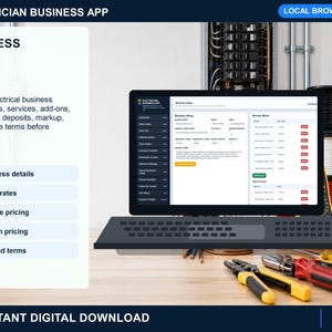 electrician printable forms page with customer-ready estimates, work orders, service records, invoices, receipts, and warranty documents.