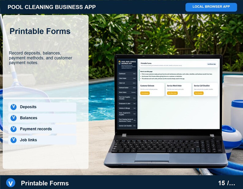 Aplicación para empresas de limpieza de piscinas, registro de servicios, planificador de rutas (descarga digital) imagen 15