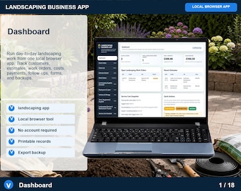 App voor hoveniersbedrijven: offertesjabloon, werkorders, klantenbeheer (digitale download)