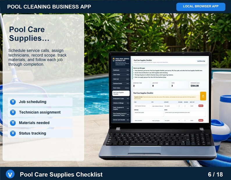 Aplicación para empresas de limpieza de piscinas, registro de servicios, planificador de rutas (descarga digital) imagen 6
