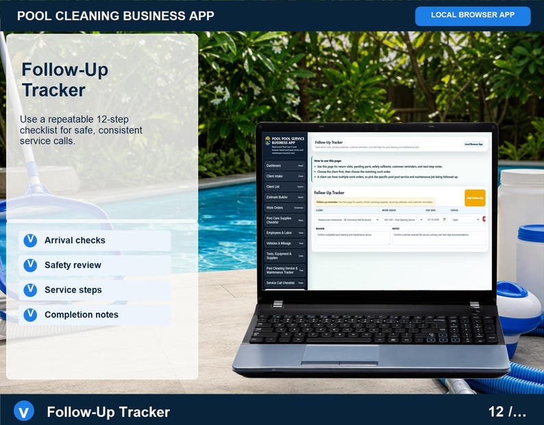 Aplicación para empresas de limpieza de piscinas, registro de servicios, planificador de rutas (descarga digital) imagen 12