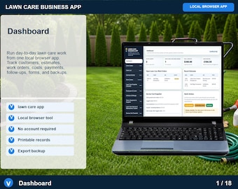 App voor gazononderhoudsbedrijven, offertegenerator, onderhoudstracker (digitale download)