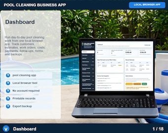 Aplicación para empresas de limpieza de piscinas, registro de servicios, planificador de rutas (descarga digital)