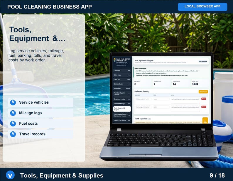 Aplicación para empresas de limpieza de piscinas, registro de servicios, planificador de rutas (descarga digital) imagen 9