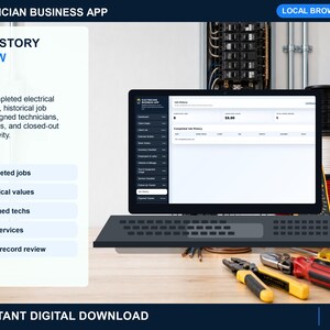Aplicación para negocios de electricistas, herramienta de navegador local, presupuestos, órdenes de trabajo (descarga digital) imagen 12