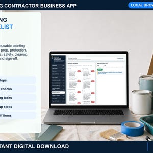 painting contractor warranty and maintenance tracker showing recurring service plans, warranty checks, next visits, prices, and customer notes.