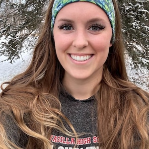 Chickadee/bird headbands, stretch headbands, womens headbands, gym girly, alaska, birds, fireweed, flowers, wildflower