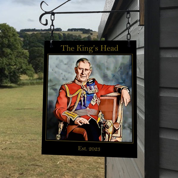 The King's Head Hanging Pub Sign For Home Bar or Man Cave! - The King's Head Pub Sign