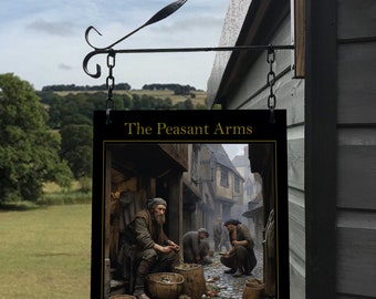 The Peasant Arms Hanging Pub Sign For Home Bar or Man Cave! - The Peasant Arms Bar Sign