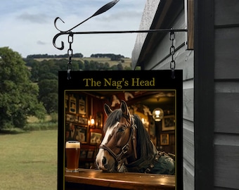 The Nag's Head Hanging Pub Sign For Home Bar or Man Cave! - The Nag's Head Bar Sign