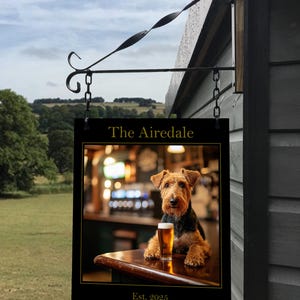 The Airedale Hanging Pub Sign For Home Bar or Man Cave! - The Airedale Bar Sign