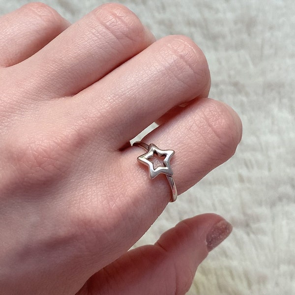 Sterling Silber Stern Ring Verstellbarer Sternenring Minimalister Ring