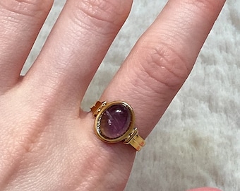 Amethyst Edelstein Ring | violetter ovaler Kristallstein | Heilstein Ring | Lila Amethyst Ring | Natursteine