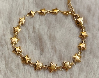 【ONE ENOUGH】Super Star Chain Bracelet Gold Star Chain Bracelet Minimalistic Dainty Star Bracelet