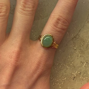 Aventurin Edelstein Ring | Grüner ovaler Kristallstein | Heilstein Ring | Gold Aventurin Ring | Natursteine