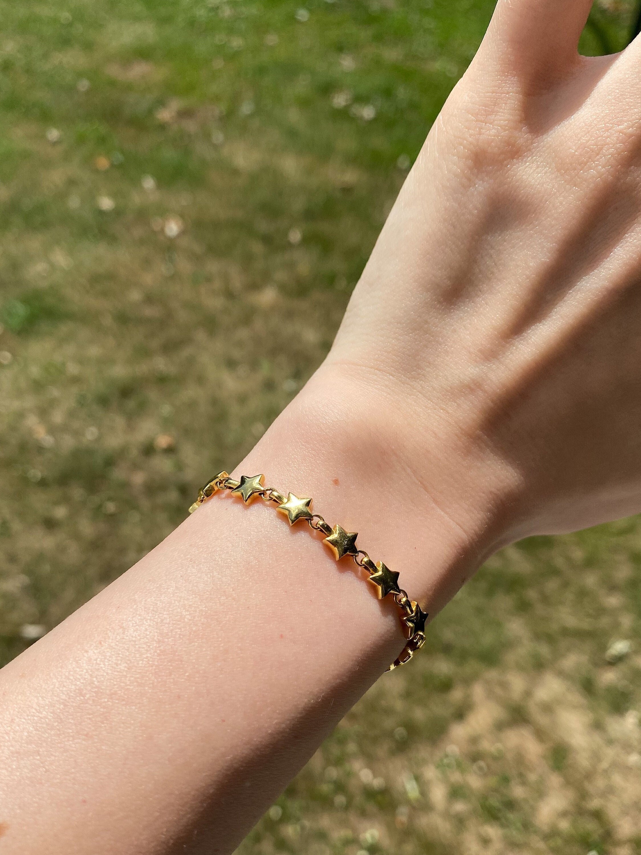 【ONE ENOUGH】Super Star Chain Bracelet Gold Star Chain Bracelet Minimalistic Dainty Star Bracelet