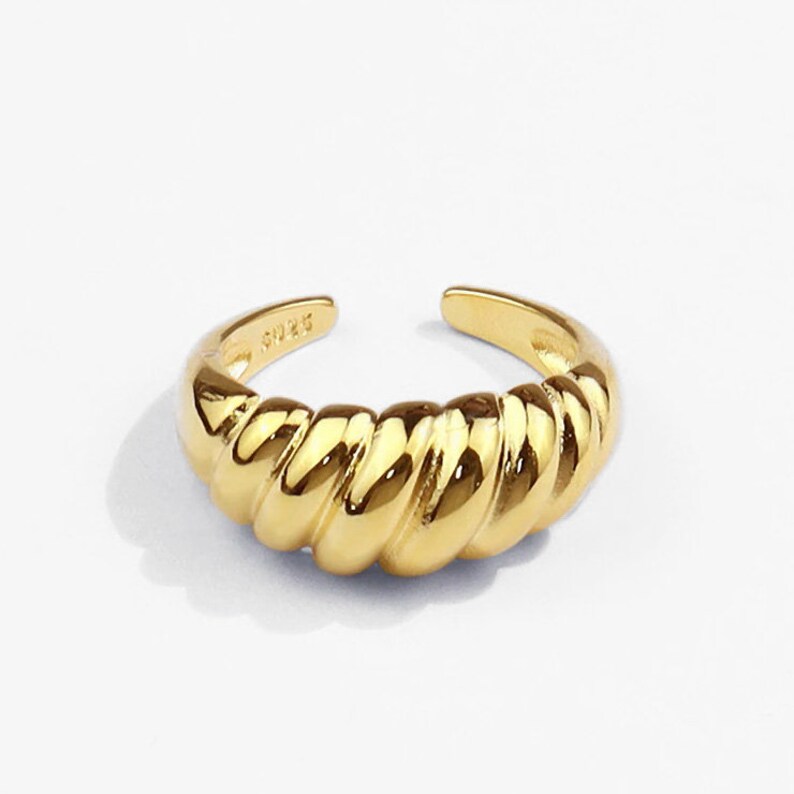 Croissant Ring Sterling Zilver 925 Goud überzogen Muschel Ring Gouden Ring afbeelding 2