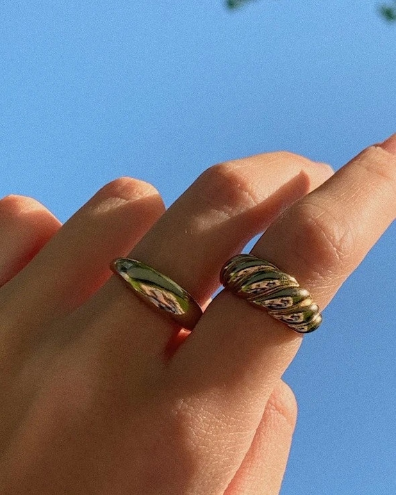 Croissant Ring Sterling Silber 925 Gold überzogen Muschel Ring Gold Ring