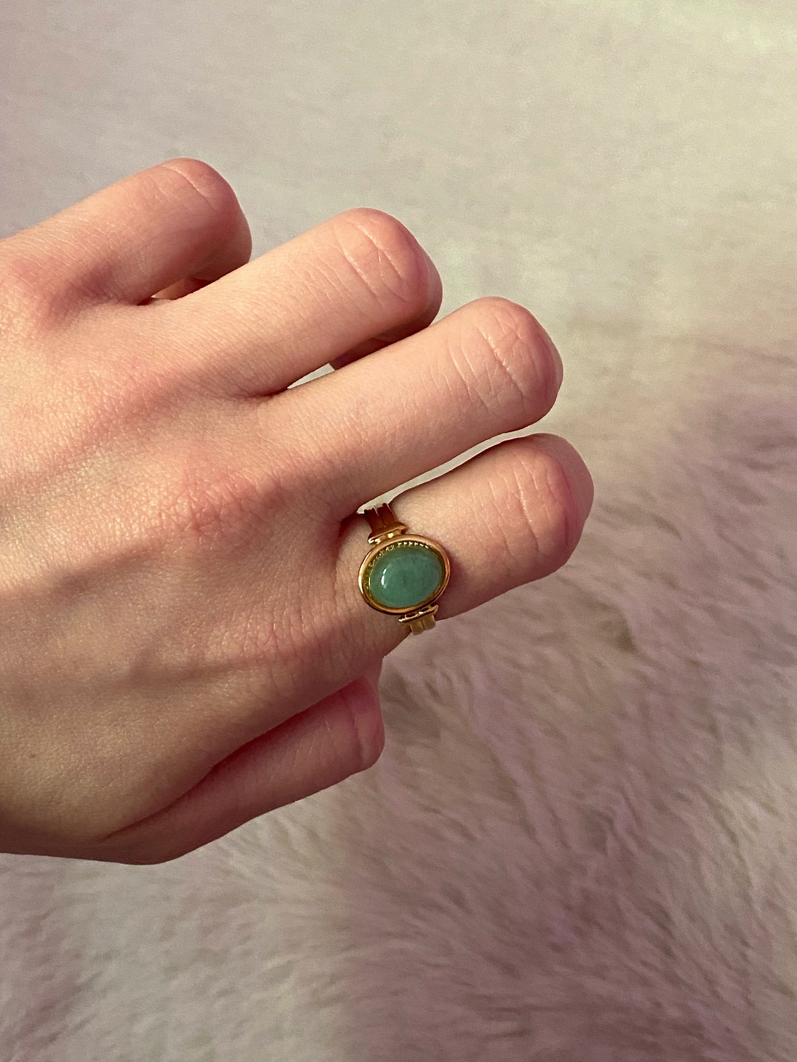 Aventurin Edelstein Ring Grüner Ovaler Kristallstein Heilstein Ring