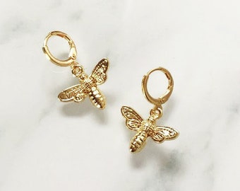Biene Ohrring Bee Gold Plated Anhänger