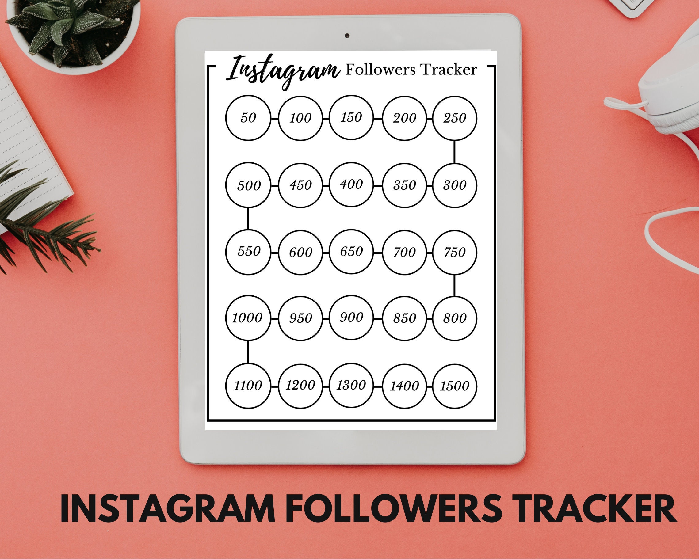Instagram Followers Tracker 0-1500 Printable Digital Download | Etsy