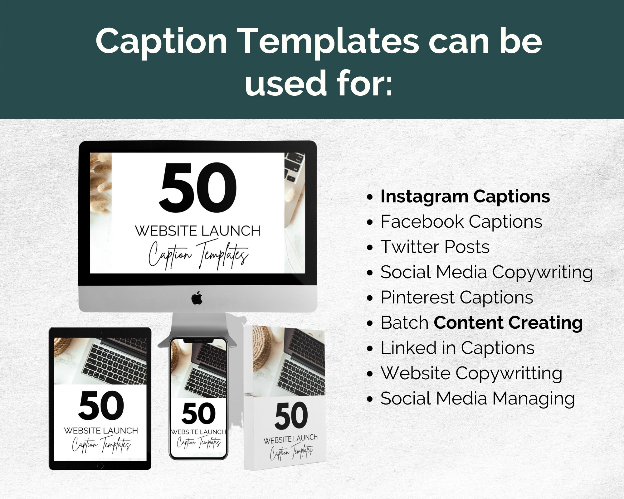 50 site Launch Caption Templates — Social Assumptions