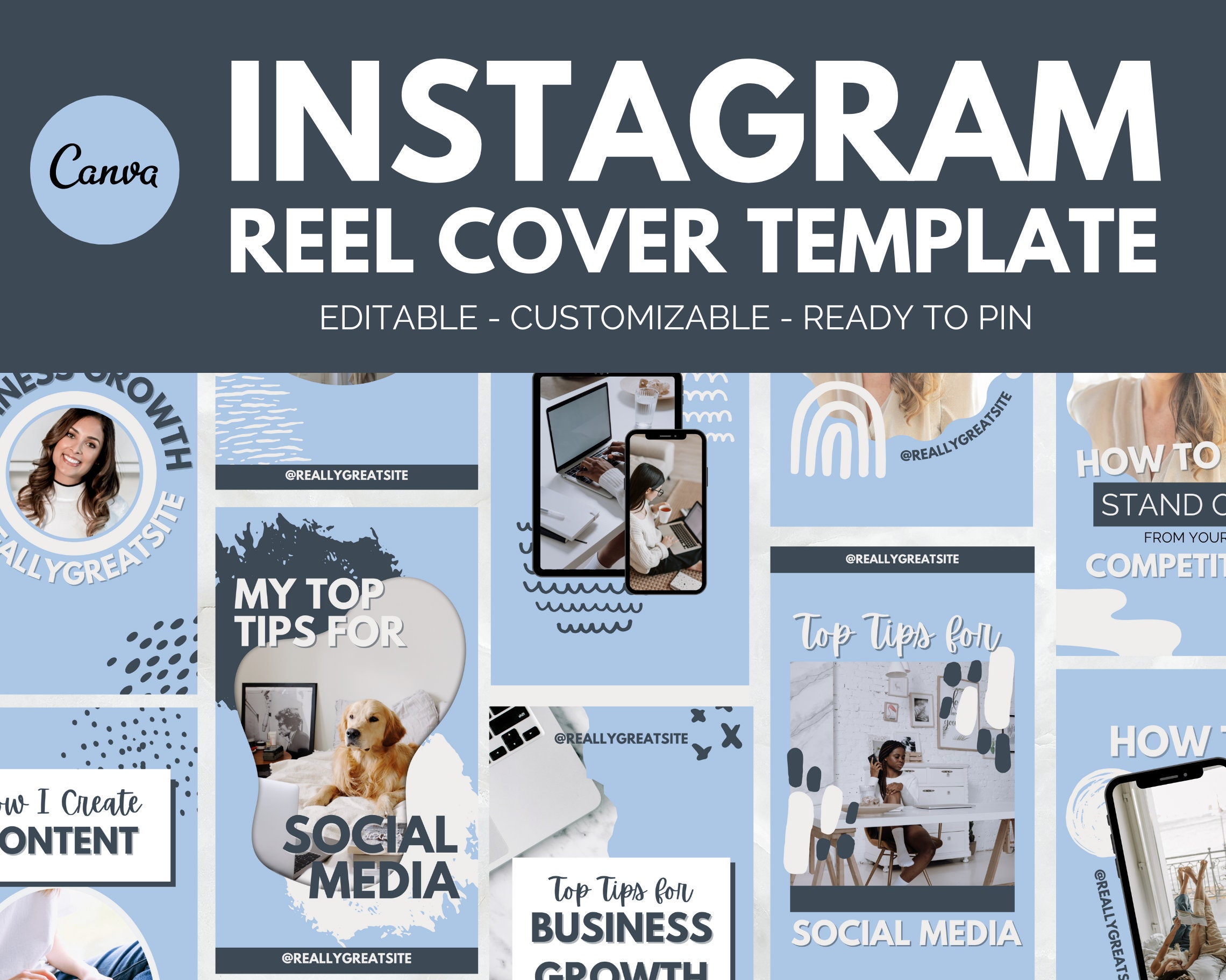 Blue Instagram Reels Canva Template Instagram Reel Cover Instagram