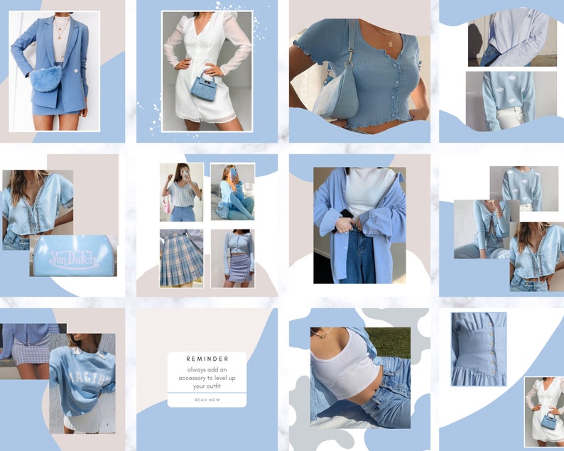 Baby Blue Instagram Post Template Collage Canva Template - Etsy