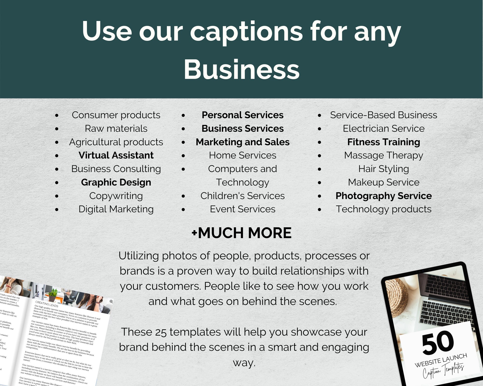 50 site Launch Caption Templates — Social Assumptions