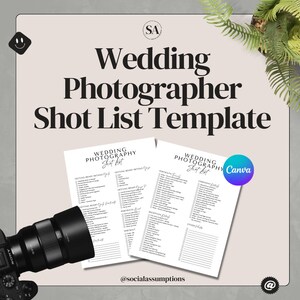 Szablon listy ujęć fotografii ślubnej Canva | Szablon listy ujęć fotografa ślubnego dla Canva | Szablon do wydruku planowania fotografii |