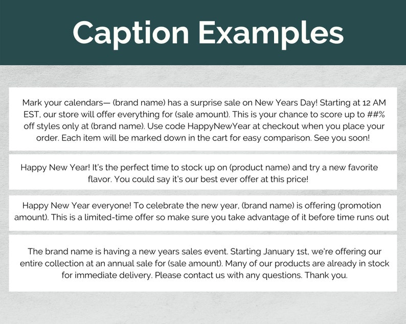 Instagram Caption Templates for New Years Sale Promotion Caption ...
