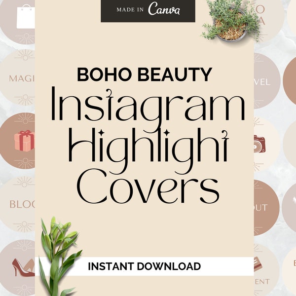 Boho Beauty Instagram Highlight Covers | Handcrafted Boho Beauty Highlight Icons for Stunning Instagram Aesthetic | Highlight Canva Template