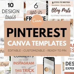 15 Feminine Customizable Pinterest Templates | Social Media Graphics | Canva Templates | Social Media Marketing Templates | Pinterest Pins