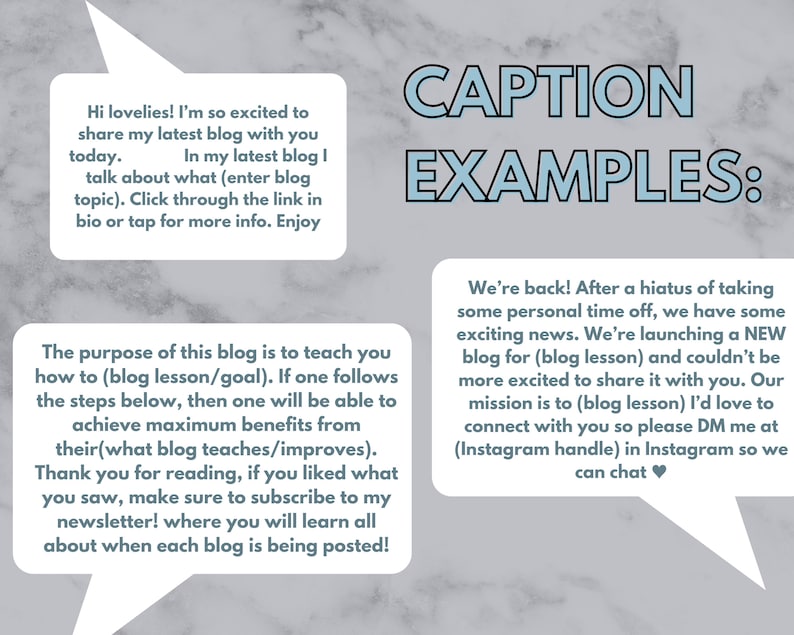 50 Instagram Caption Templates for Bloggers Caption Presets Social