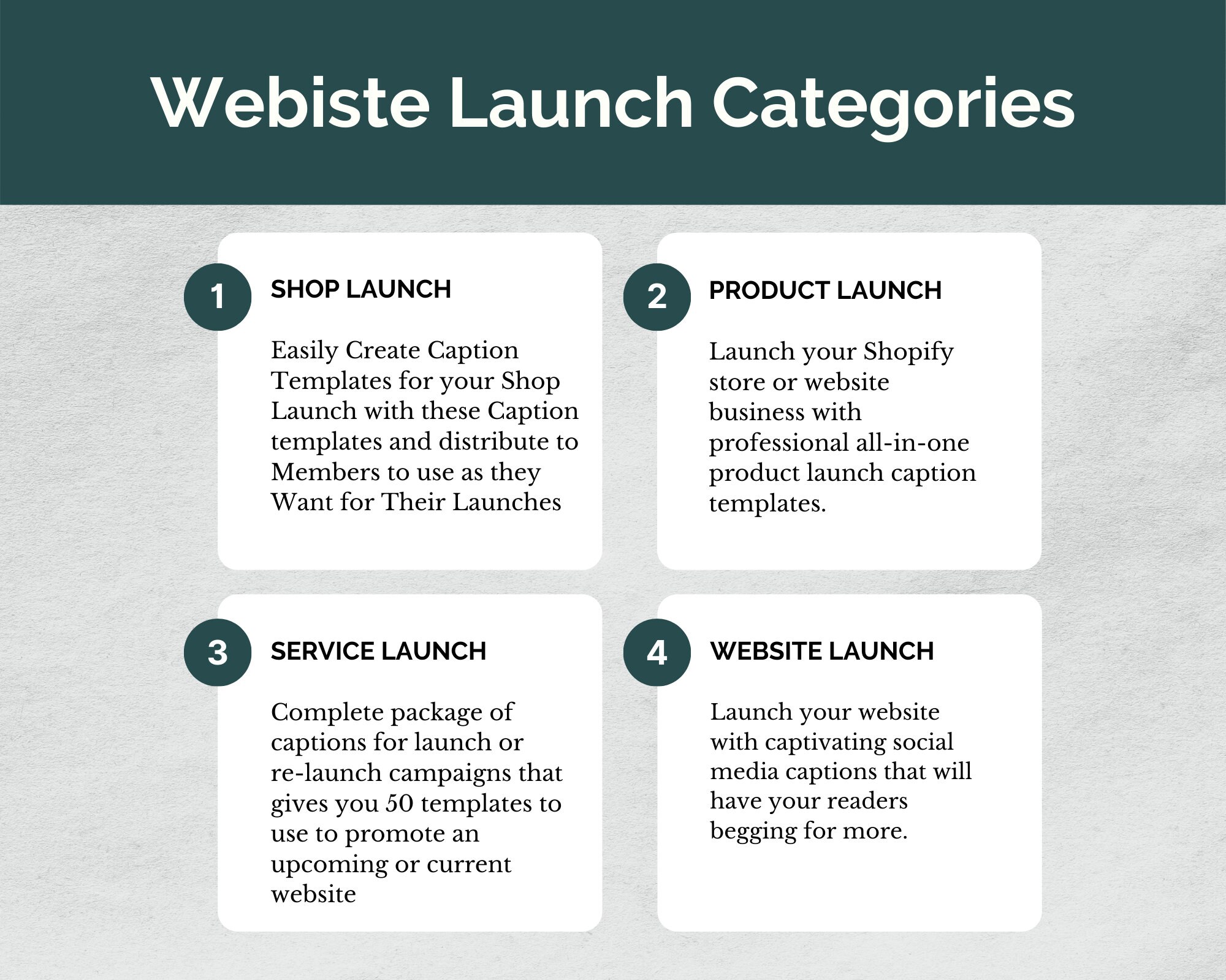 50 site Launch Caption Templates — Social Assumptions