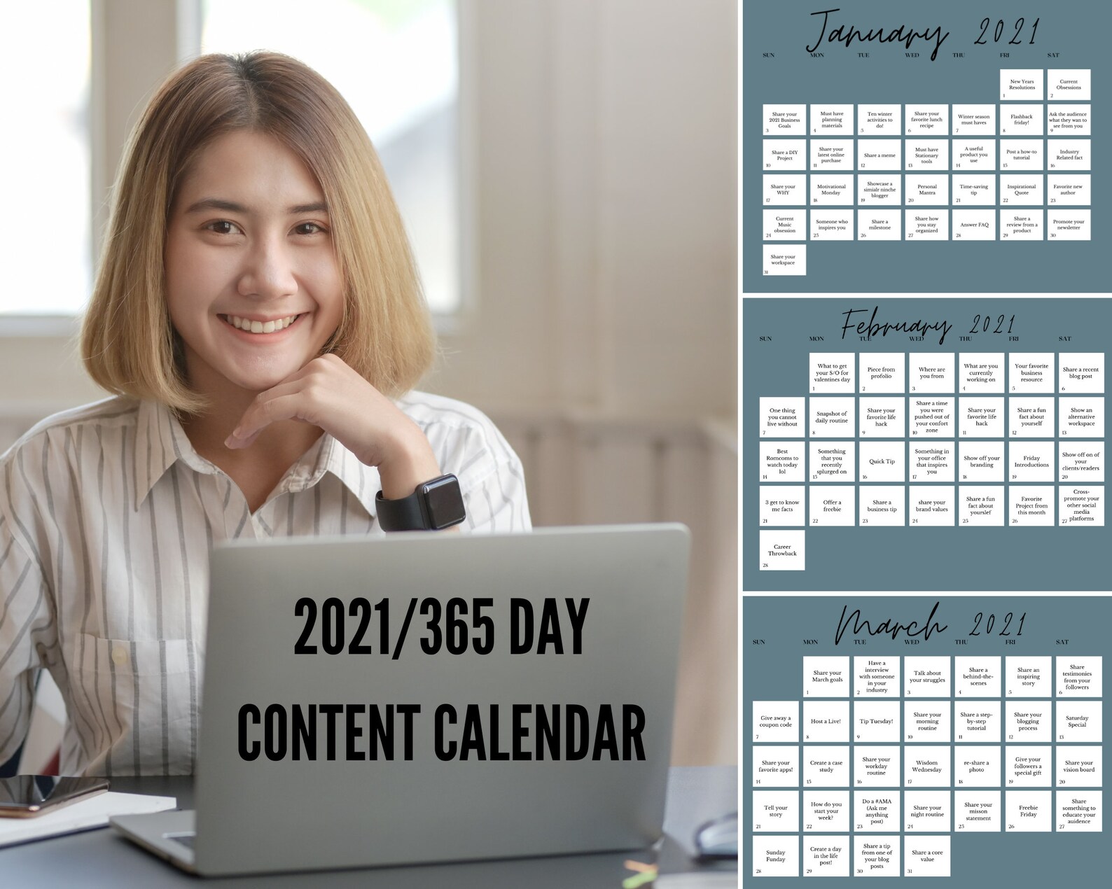 Photographer Social Media 2021 Content Calendar Marketing Etsy