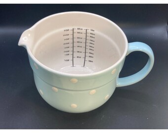 Spode Baking Days 1 ltr or 4 Cup baby blue polka dot Measuring cup mixing ptchr