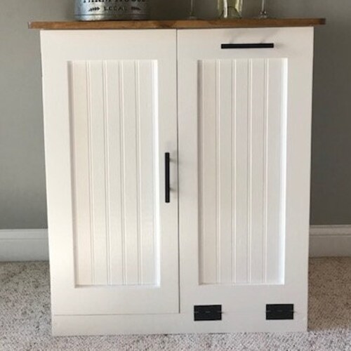 Farmhouse Double Trash Bin With Drawerwainscoting Framed Etsy