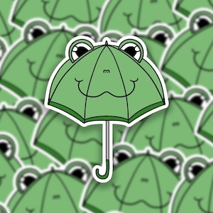 Autocollant parapluie grenouille // Autocollant fait main de qualité