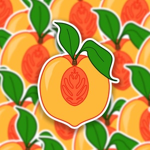 Half Peach Sticker // Quality Handmade Sticker