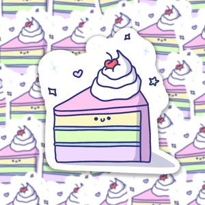 Kawaii Kuchen Stück Aufkleber // Qualität handgemachte Aufkleber