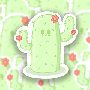 Sticker cactus kawaii // Sticker fait main de qualité