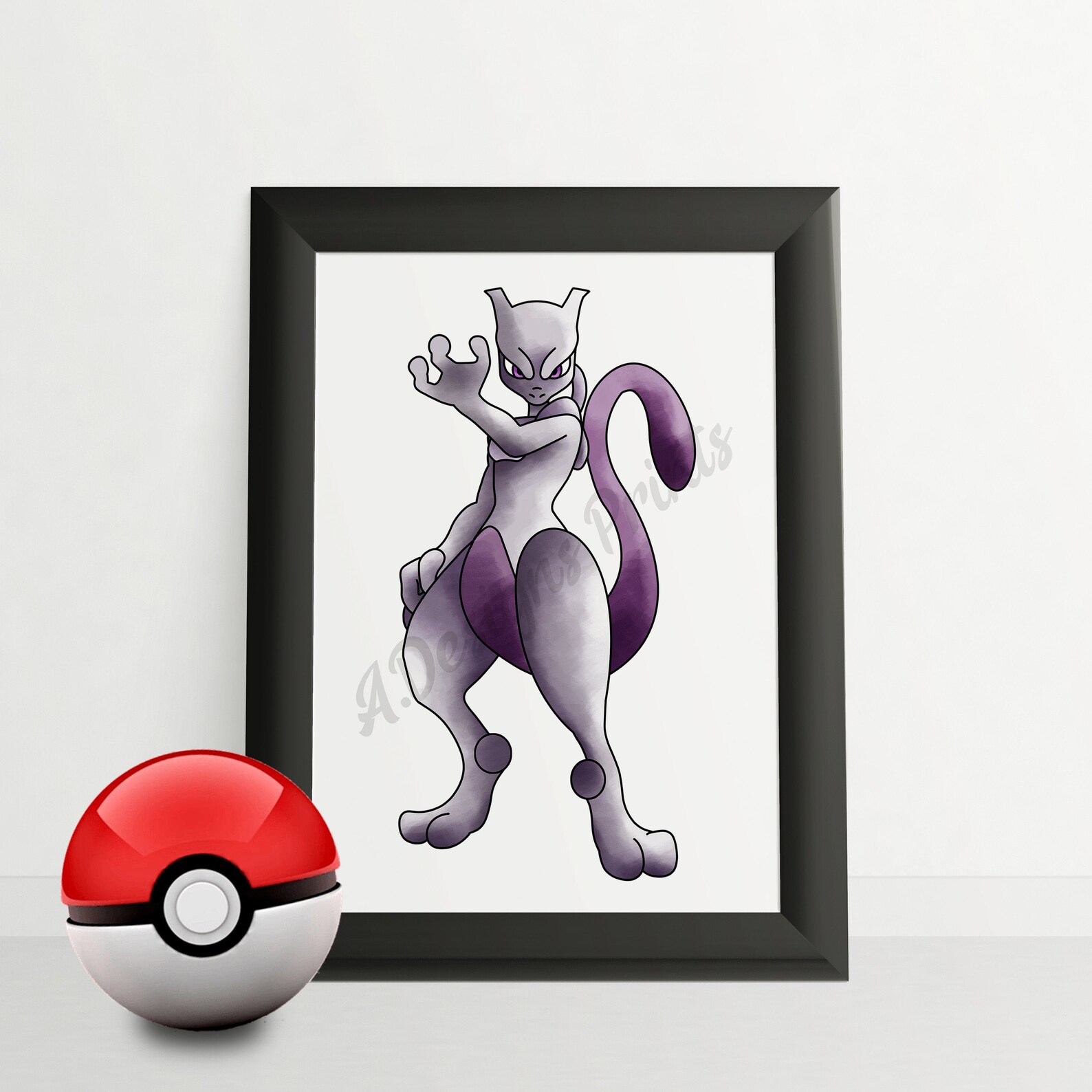 Pokemon Digital Prints // Mewtwo // Printable Home Decor | Etsy