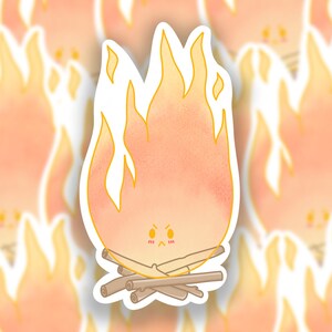 Kawaii Angry Campfire // Sticker fait main de qualité