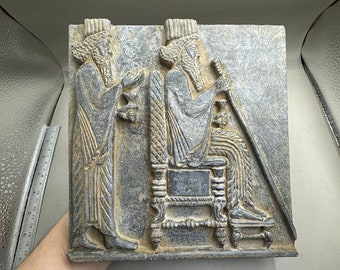 Antiker orientalischer König Gilgamesch mit Dienerbild-Steintafel e